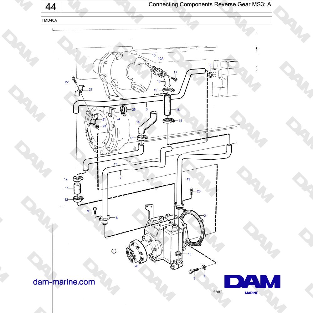 Spare parts and exploded views for Volvo Penta AQAD40A